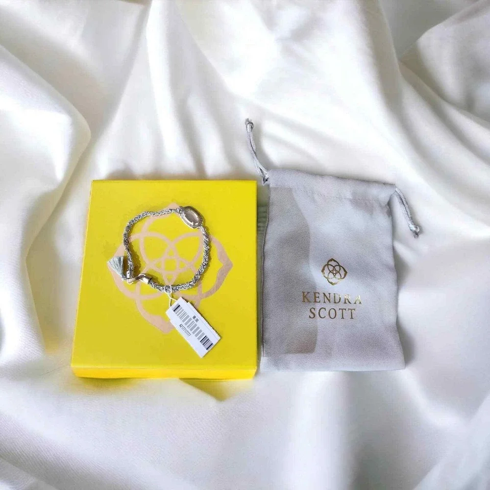 New Kendra Scott Anna Friendship bracelet Rhodium Grey Illusion